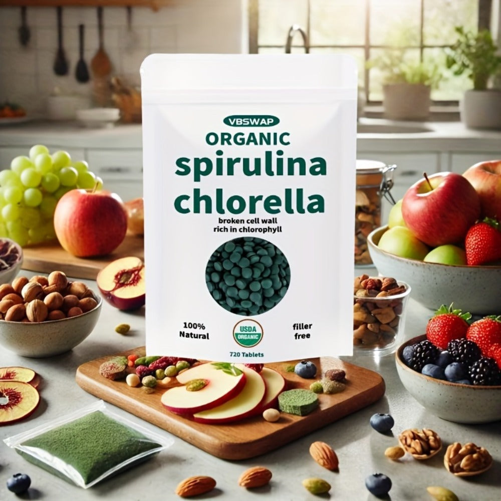 Organic Chlorella & Spirulina Tablets 720 Count, 4 Month Supply, 50/50 Superfood Blend, Cracked Cell Wall — image 9