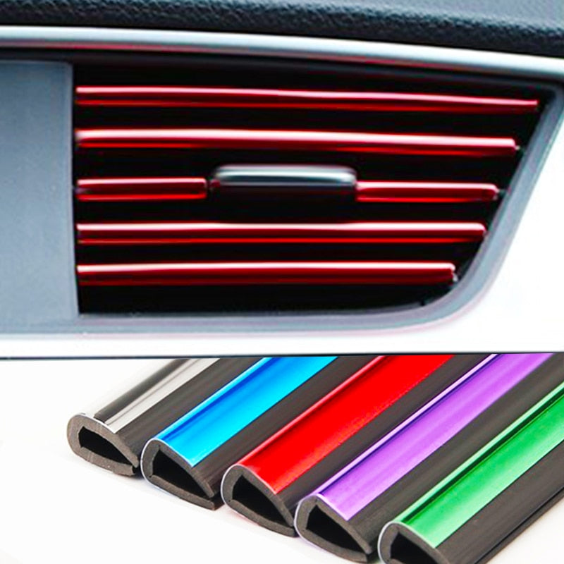 10pcs/lot Car-styling Plating Air Outlet Trim Strip Interior Air Vent Grille Switch Rim Trim Outlet Decoration Strip DIY