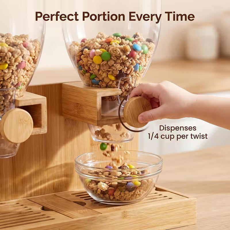 1.58-Gallon Bamboo Cereal Dispenser with Dispensing Spout