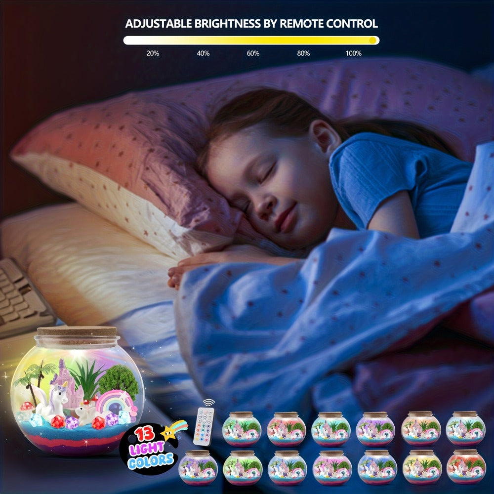 Unicorn Terrarium Craft Kit with Decorative Globe, Multicolor LED Light, Remote and Layered Sand Accessories — image 17