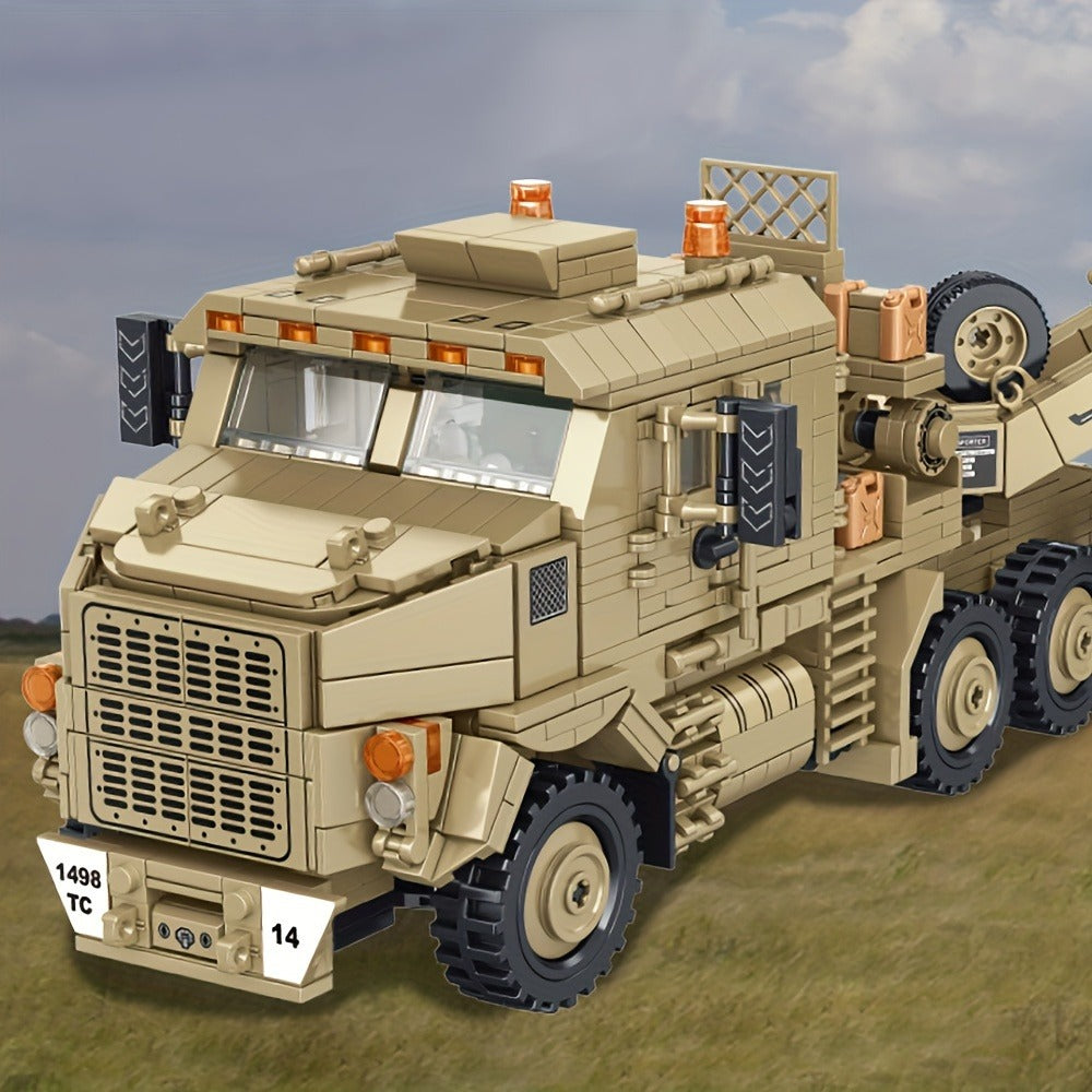3482-Piece Tank Hauler Building Block Model with Tractor, Long Trailer, Tracked Vehicle and 628015 Code — image 6