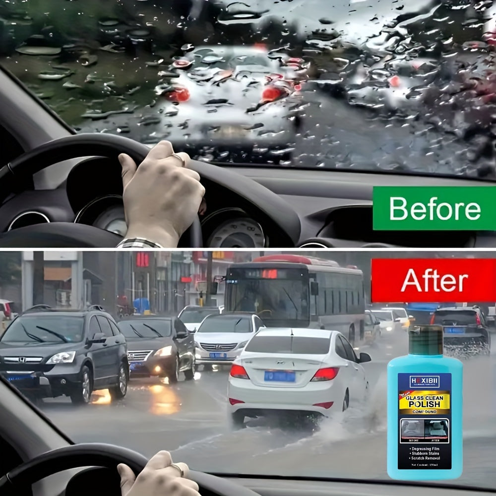 Car Glass Polish by HEXIBII, 150ml Oil-Film Cleaner Compound with Two Sponge Applicators for Windshields — image 13