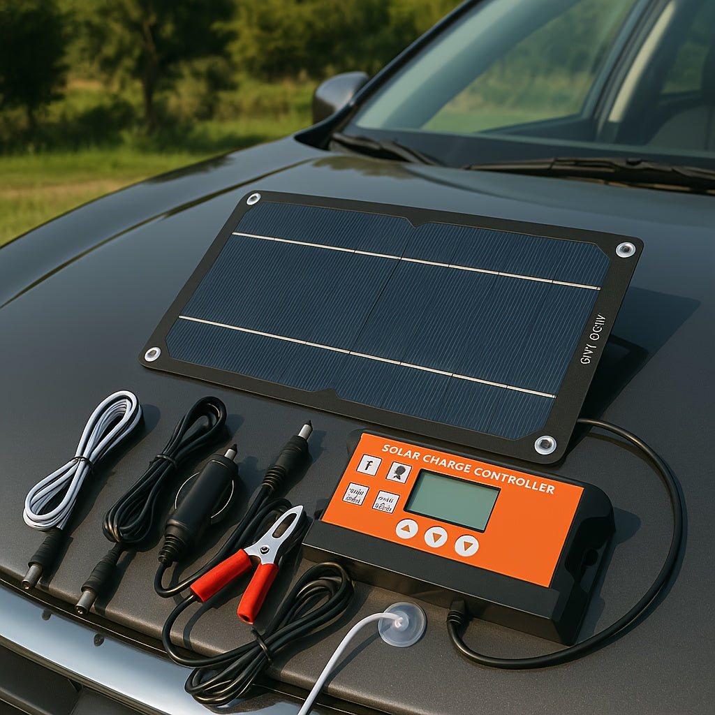 Solar Panel Kit 100W Monocrystalline with Extension Cable, Battery Clip & Charge Controller – 12V/24V for RV, Camper — image 