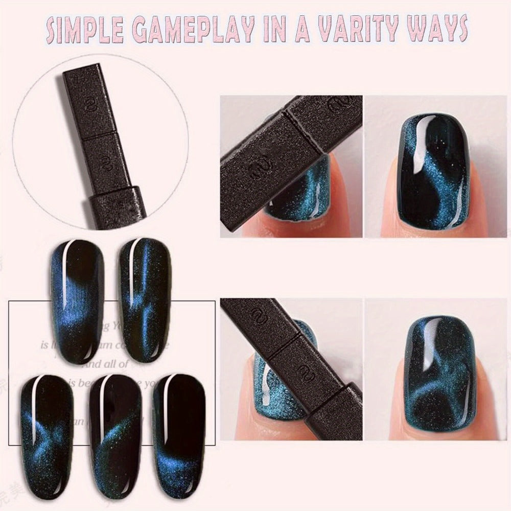 Cat Eye Gel Polish Kit 14Pcs Magnetic UV Nail Polish Set with Magnet Pen, 3D Shimmer Cat Eye Nail Art — image 4