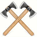 Viking Axe Set 2-Pack Hand Forged High-Carbon Steel 16-Inch Double-Sided Blade with Beech Wood Handle — image 1