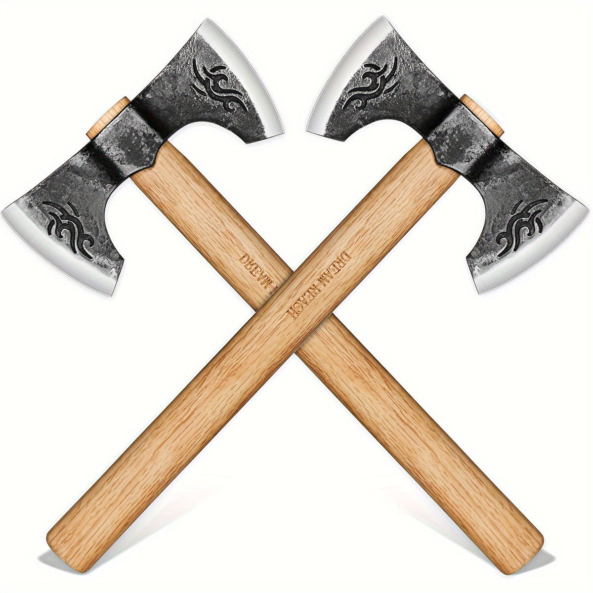 Viking Axe Set 2-Pack Hand Forged High-Carbon Steel 16-Inch Double-Sided Blade with Beech Wood Handle — image 1