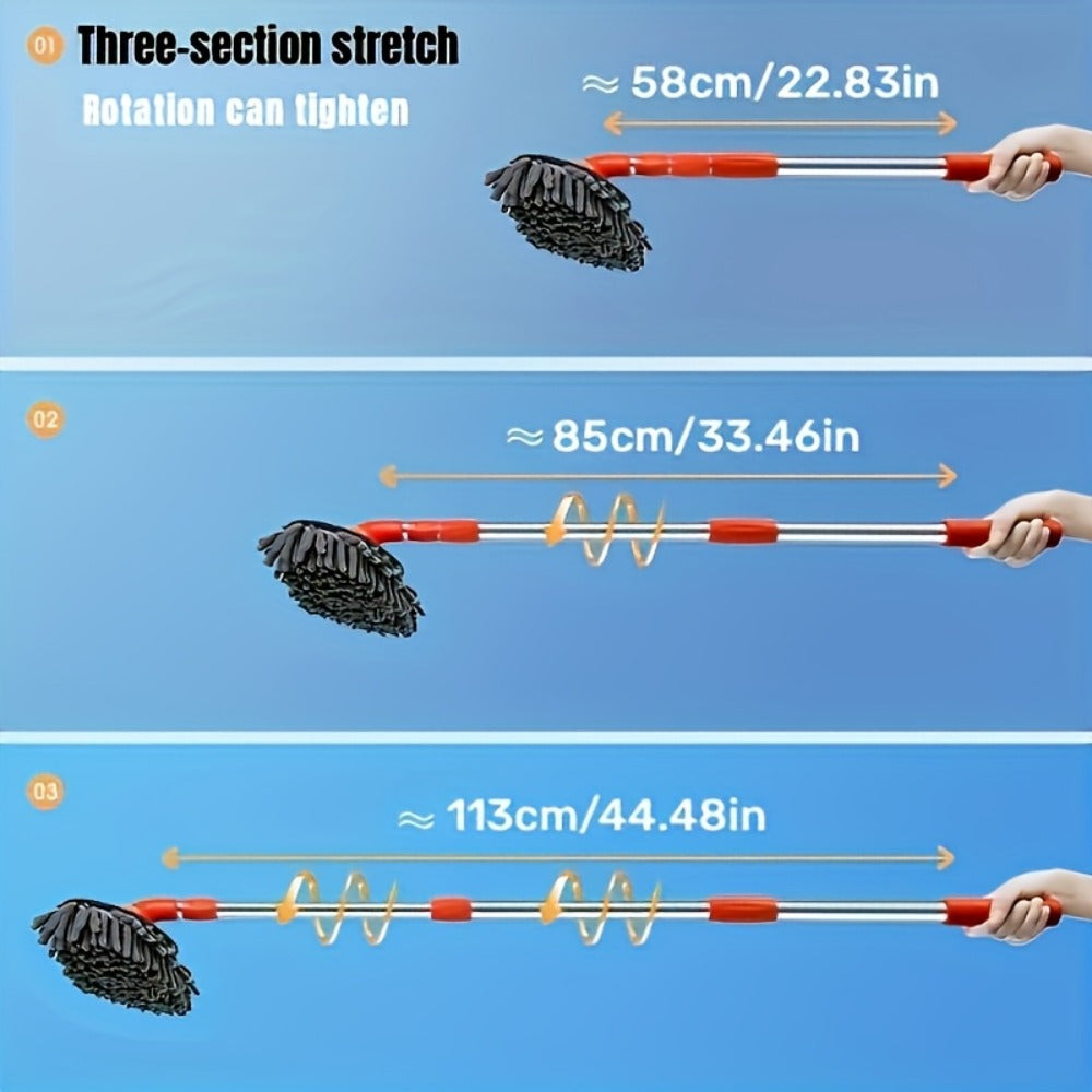 Car Wash Mop with Three-Stage Extension Handle, Rotating Microfiber Head and Replacement Head Option — image 9