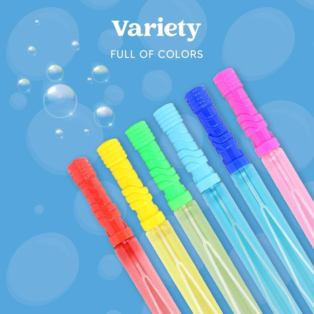 Giant Bubble Wands 24 Pack Bulk – 14.6 Inch Big Bubble Maker Set in 6 Colors, Summer Outdoor Party Favors for Kids, Easter Ba