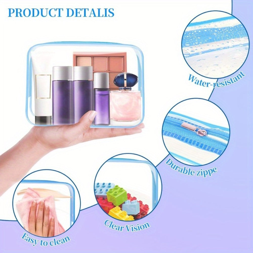 TSA Approved Clear Toiletry Bags Set of 24 Transparent Travel Makeup Organizer Pouches Medium Size Airport Security Quart Bag