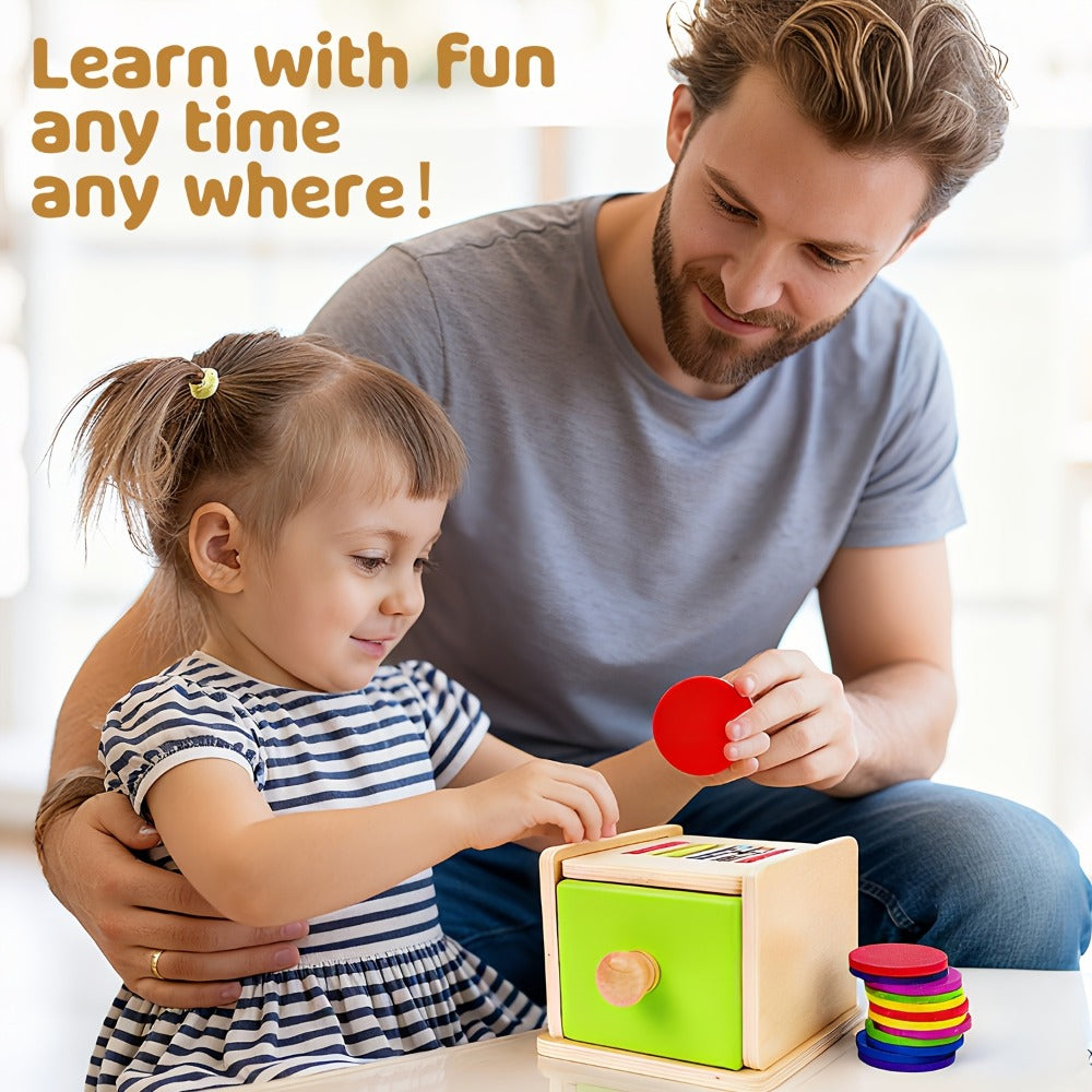Wooden Color Sorting Toy with Drawers for Toddlers Ages 12M-3 Years, Montessori Object Permanence Box Fine Motor Skills — ima