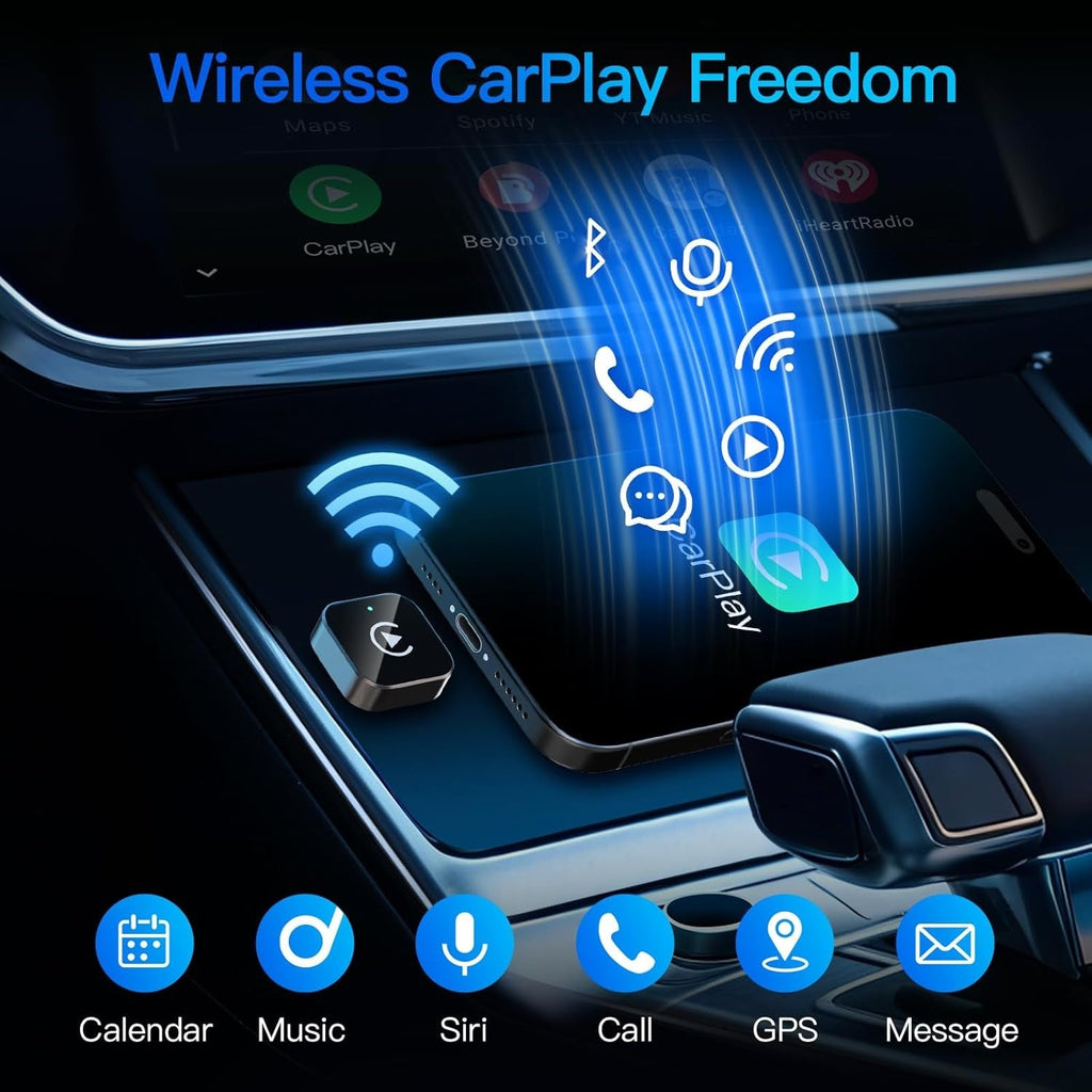Wireless CarPlay Adapter 2-in-1 Wired to Wireless CarPlay & Android Auto Mini USB Dongle Fast Stable Connection for Apple iOS