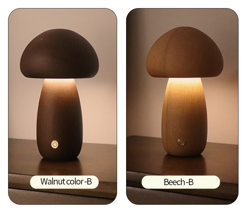 INS Wooden Cute Mushroom LED Night Light With Touch Switch  Bedside Table Lamp For Bedroom Childrens Room Sleeping Night Lamps Home Decor