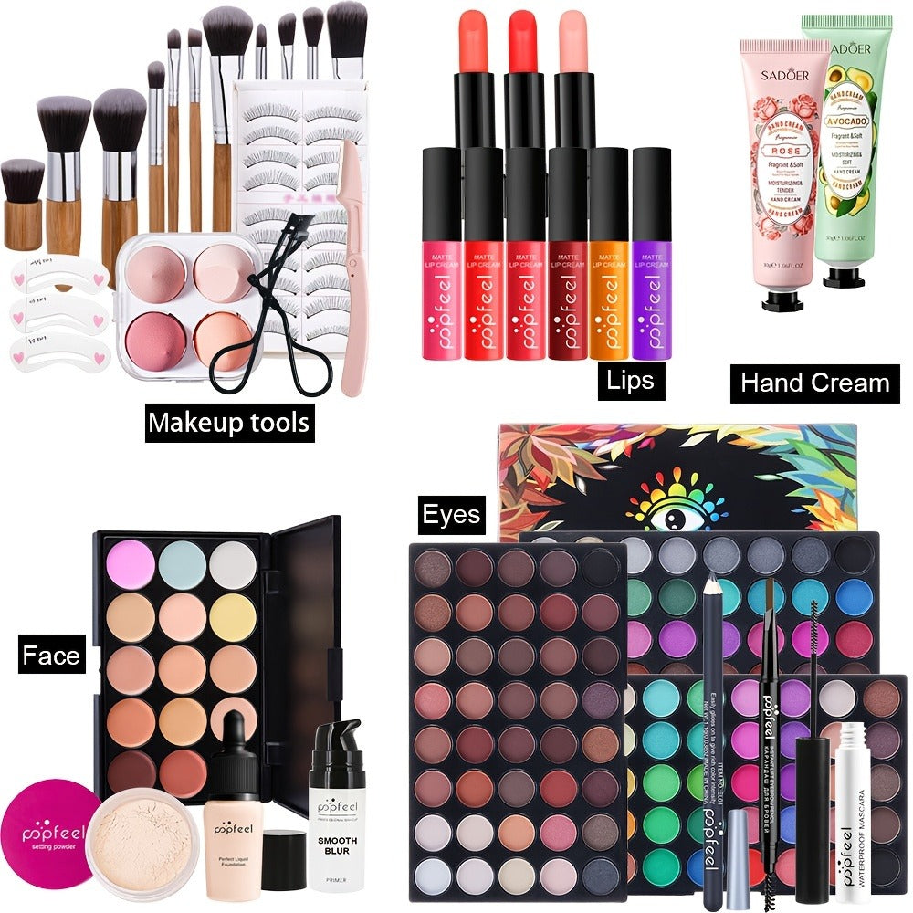 POPFEEL Makeup Kit Full Face Set, Multi-Shade Eyeshadow Palette, Professional Brushes & Pigmented Lip Color — image 4