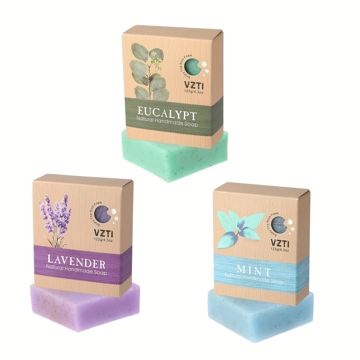 VZTI Handmade Bar Soap Set with Three-Piece Scent Trios or 122g Six-Bar Assortment in Six Scents — image 13