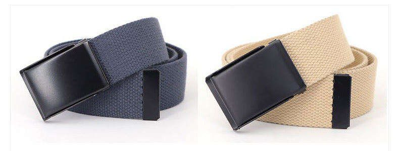 Men's Casual Canvas And Denim Belt With Buckle Closure