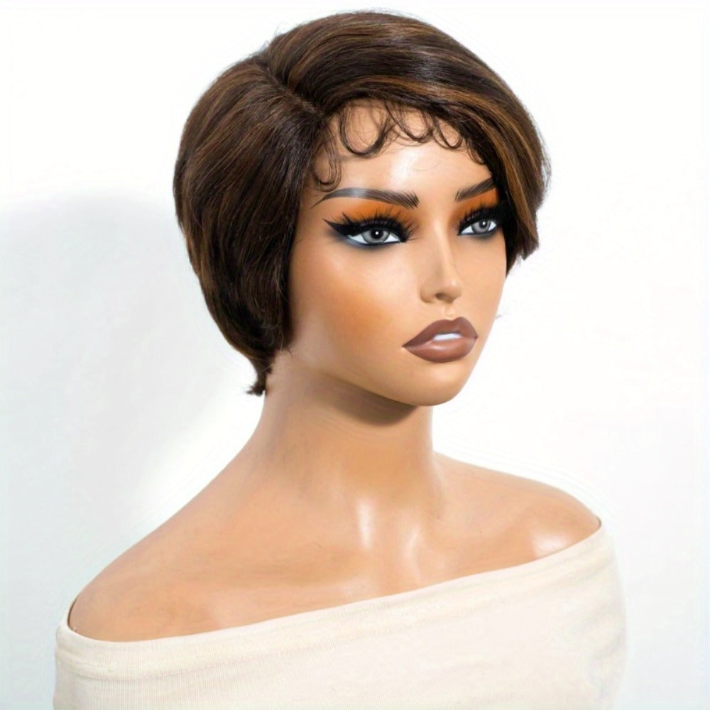 Lace Front Wig Human Hair Body Wave Bob with 4x1 Lace, 6in Length and Three Brown Highlight Colors — image 9