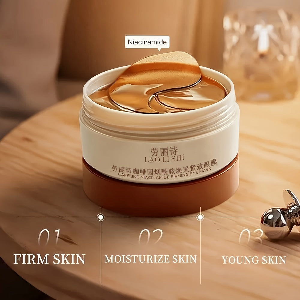 Niacinamide Firming Eye Mask Patches 60pcs with Caffeine & Hyaluronic Acid Lift Tighten Brighten Dark Circles Puffiness Fine 