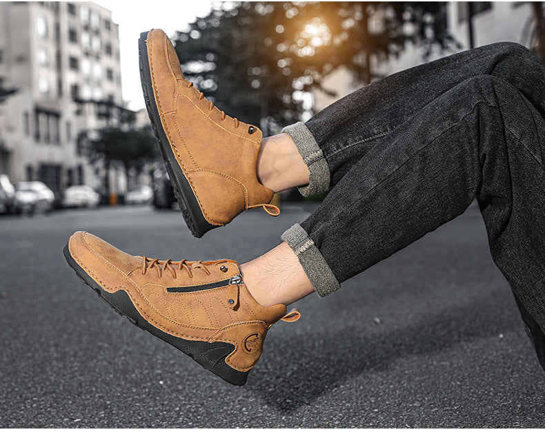 Mens Casual Leather Shoes Plus-size Athletic Shoes