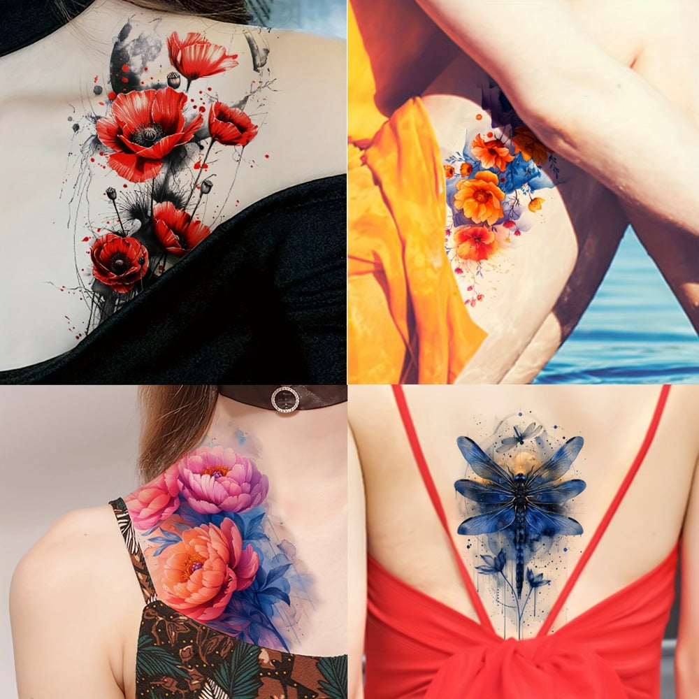 24-Sheet Watercolor Temporary Tattoo Set with Floral, Animal and Abstract Designs in 21 x 12 cm Format — image 6