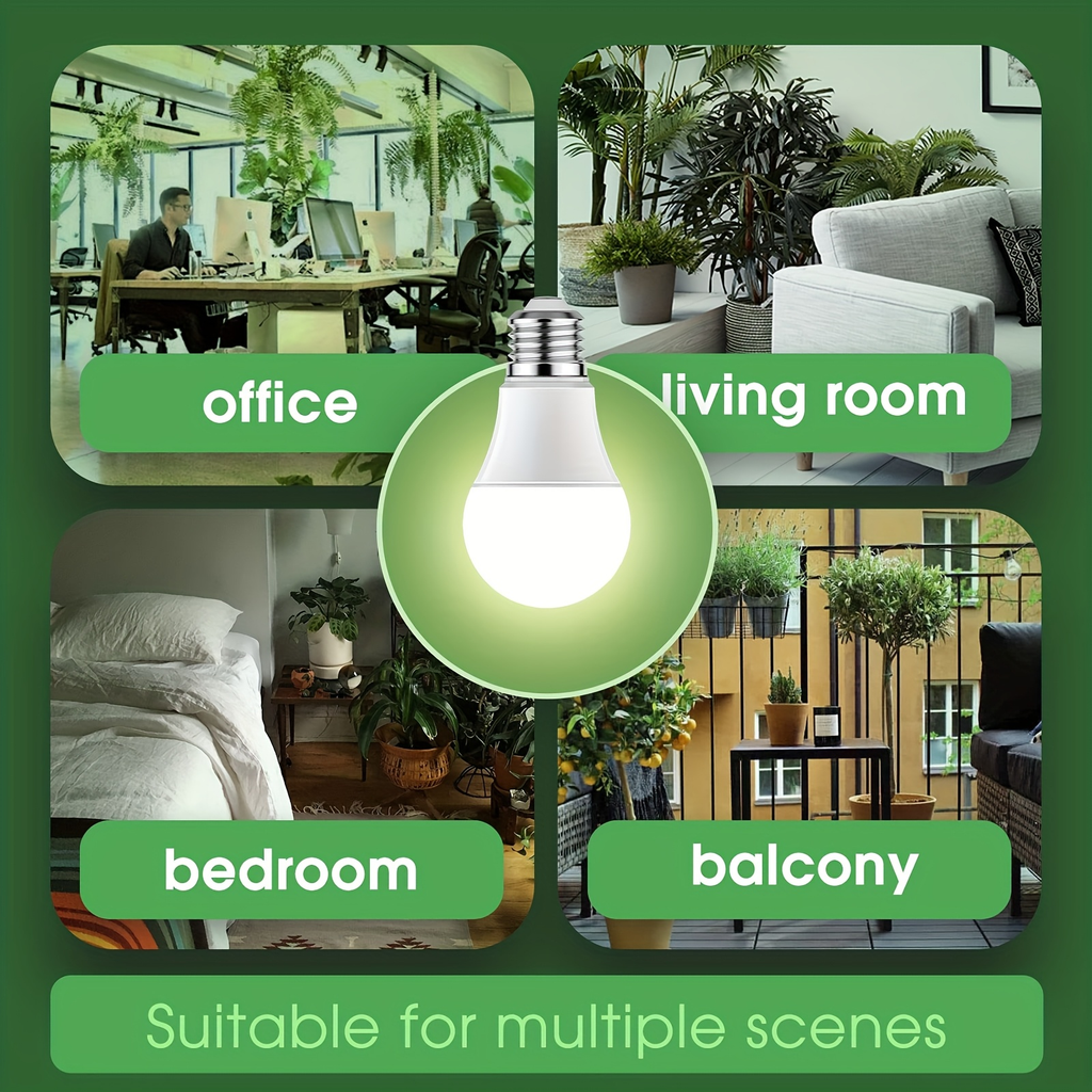 Grow Light Bulb A19 E26 Full Spectrum 9W 100W Equivalent | Natural White 4000K LED Plant Bulb for Indoor Plants Seed Starting
