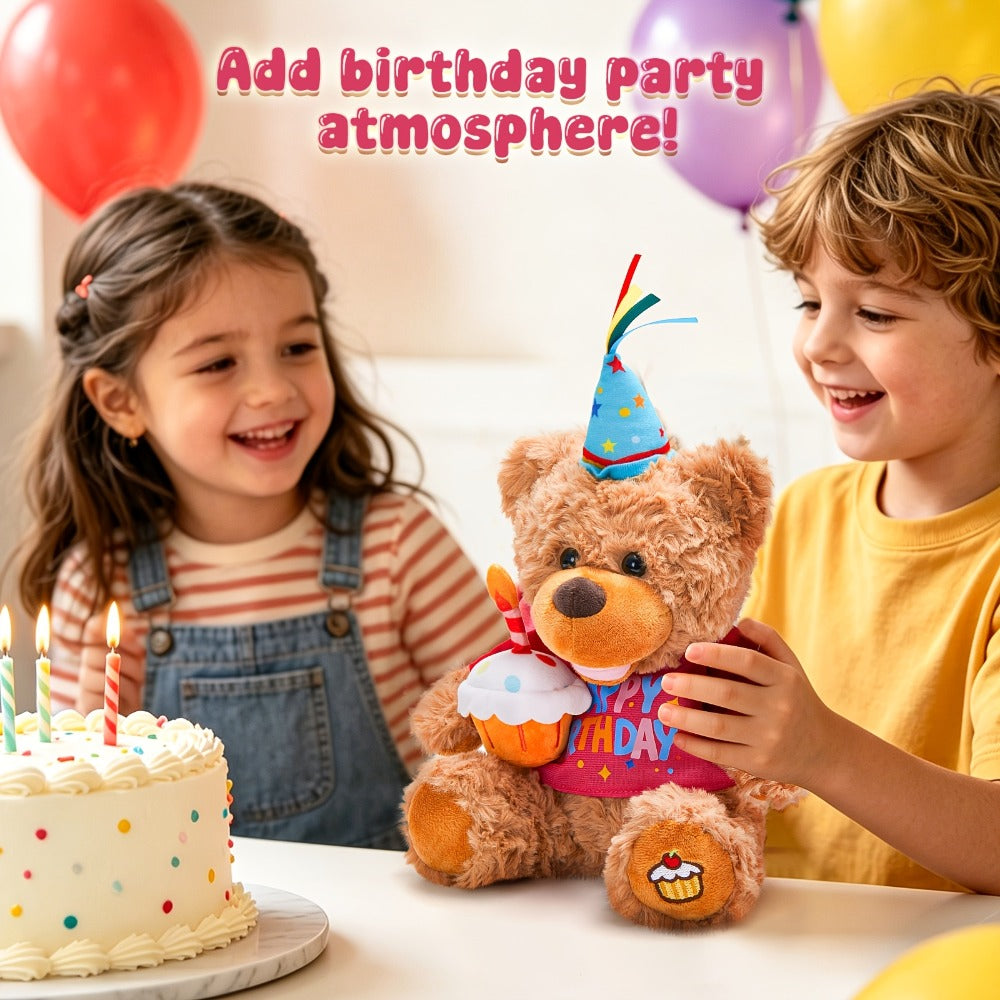 Singing Birthday Teddy Bear Plush Toy 13.5 Inch Interactive Stuffed Animal with the Listed Color, Size or Set Options for Eve