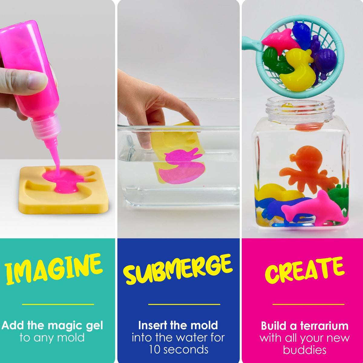Magic Water Gel Creature Craft Kit with Ten Color Gels, Six Molds, Mixing Powders and Lidded Display Jar — image 11