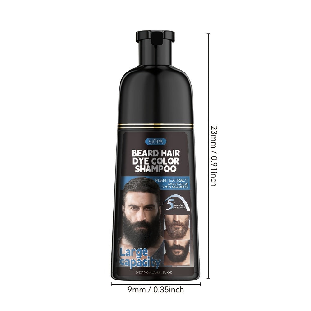 Men's Black Beard Dye 3-in-1 Hair & Beard Color Kit - Fast Blackening in 10-15 Minutes, Nourishing Skin-Safe Formula — image 