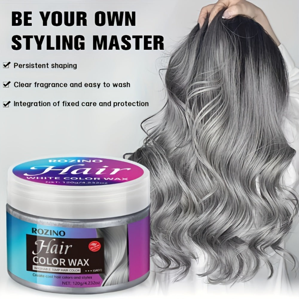 ROZINO Grey Hair Color Wax 3-in-1 Color Style & Fix – Vitamins & Protein Formula, Hides Grey Instantly, Natural Volume, Easy 