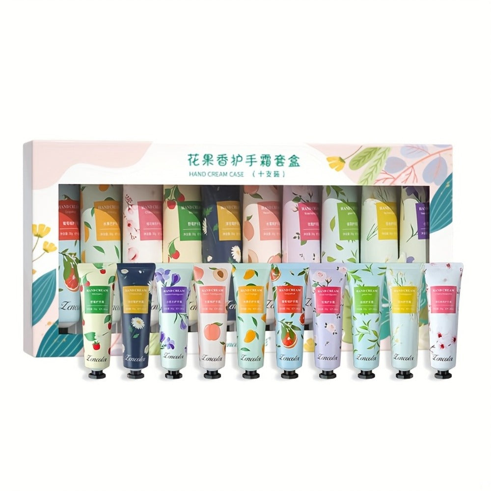Ten-Piece Hand Cream Gift Box with Botanical and Fruit-Print Travel Tubes in Coordinated Assortment — image 4