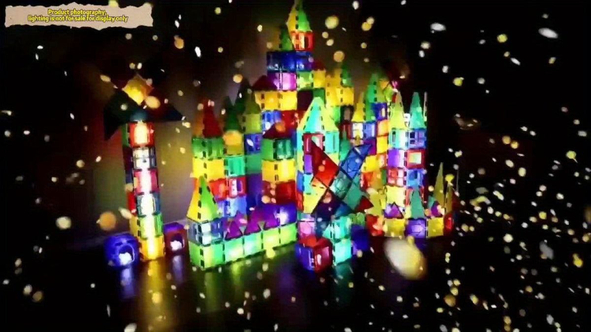 Magnetic Tiles 120-Piece Translucent Castle Building Set with Two Rolling Car Bases and Multicolor Shapes — image 8