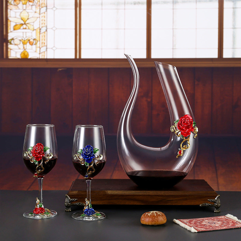 Household enamel crystal glass red wine glass goblet decanter