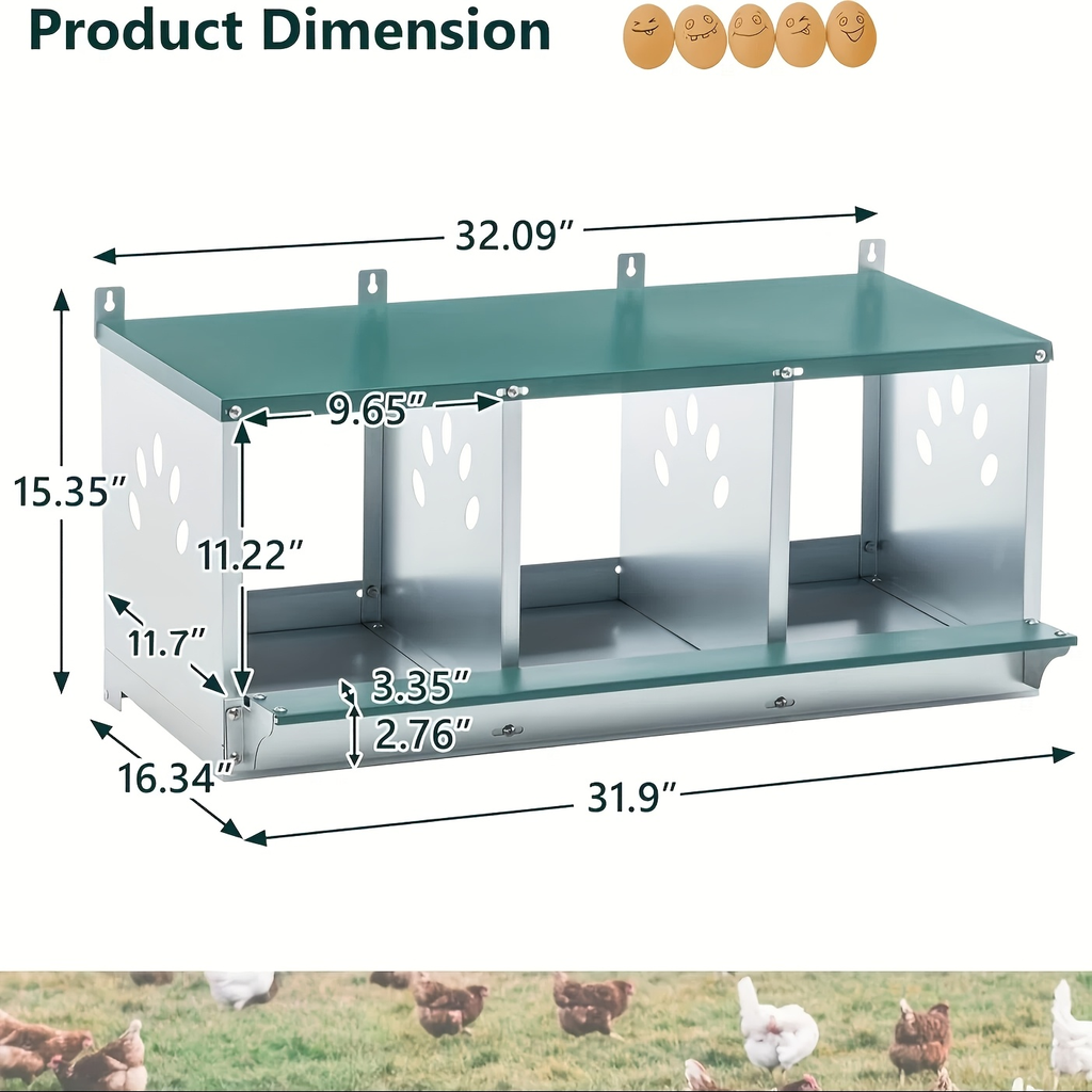 Metal Chicken Nesting Box Galvanized Steel 3-10 Compartment Roll-Away — image 13