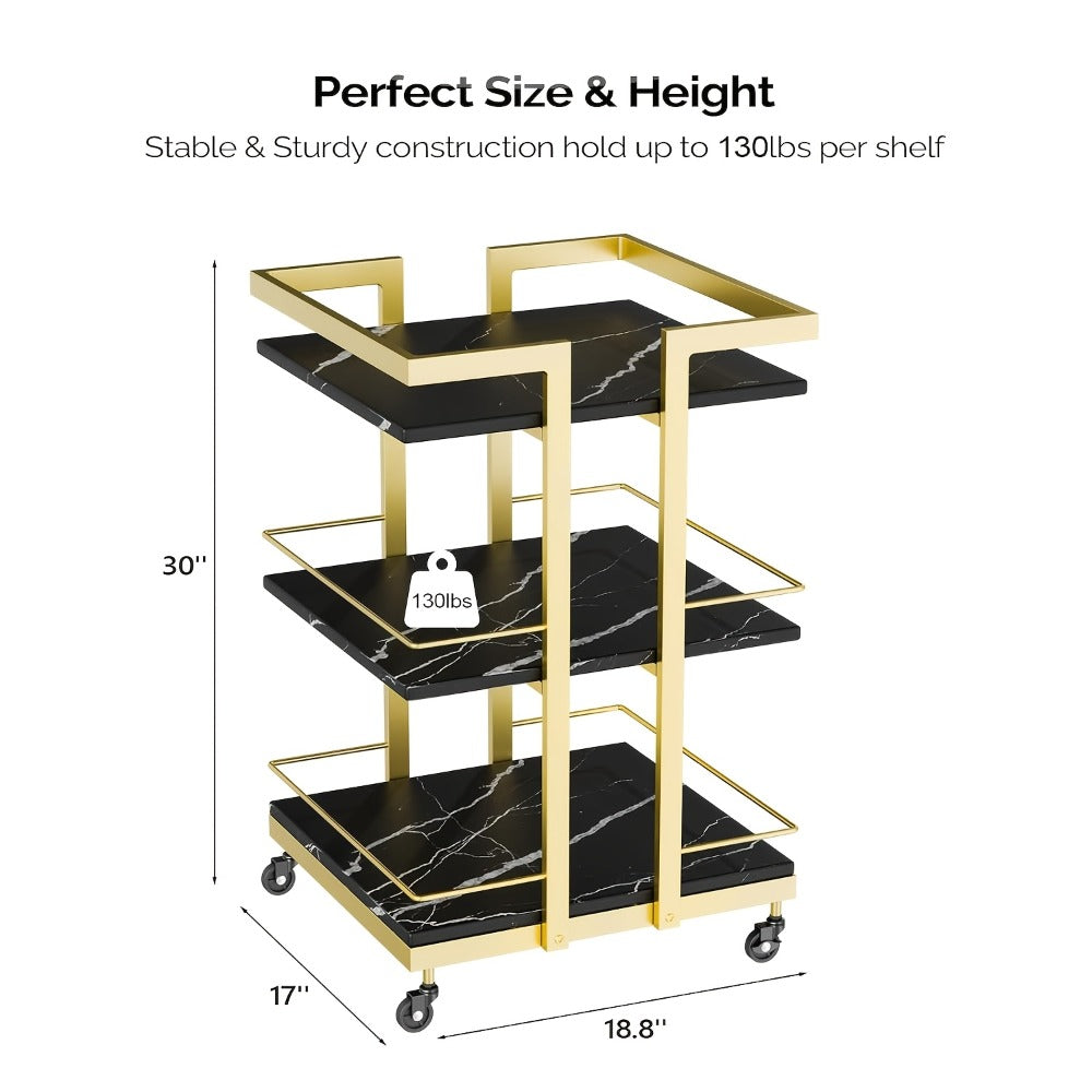 Three-Shelf Rolling Salon Trolley with Side Handles, Locking Casters and Four Color Configurations — image 9
