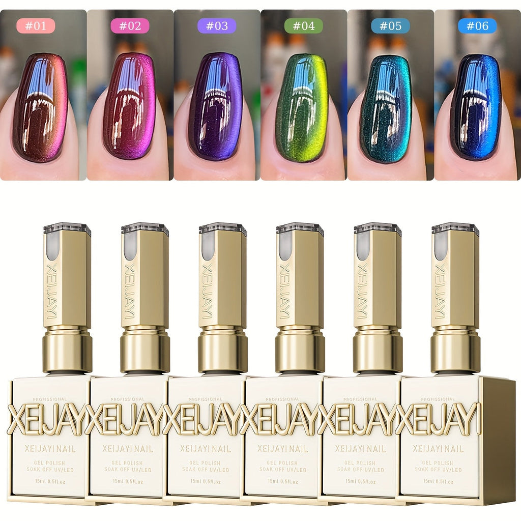 Gel Nail Polish 6-Color Magnetic Cat-Eye Sets in Aurora, Dopamine or Bubble-Summer Collections — image 13