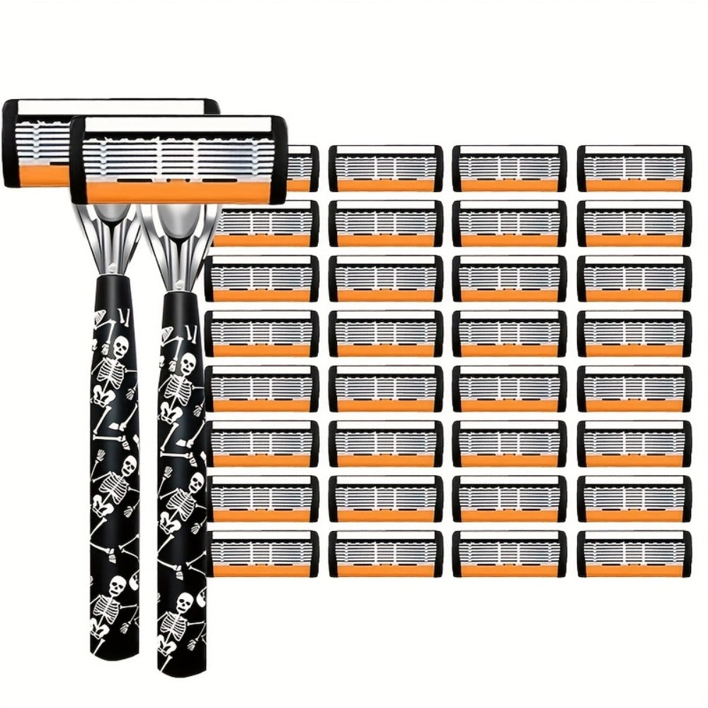 Safety Razor for Men 7-Layer Progressive Blades – Non-Slip Stainless Steel Handle Classic Double Edge Razor for Beard & Musta