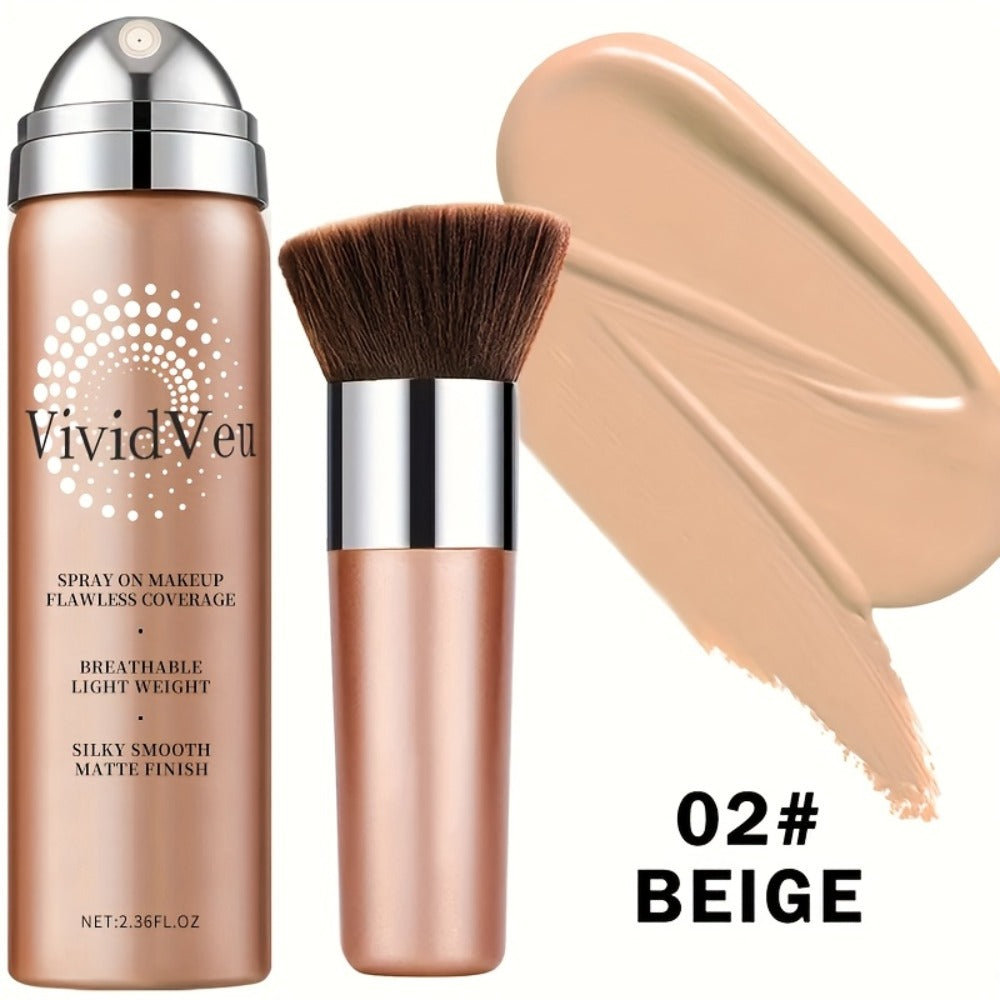 Spray-On Liquid Foundation Bottle with Matching Face Brush in Four Shades from Natural to Porcelain — image 12