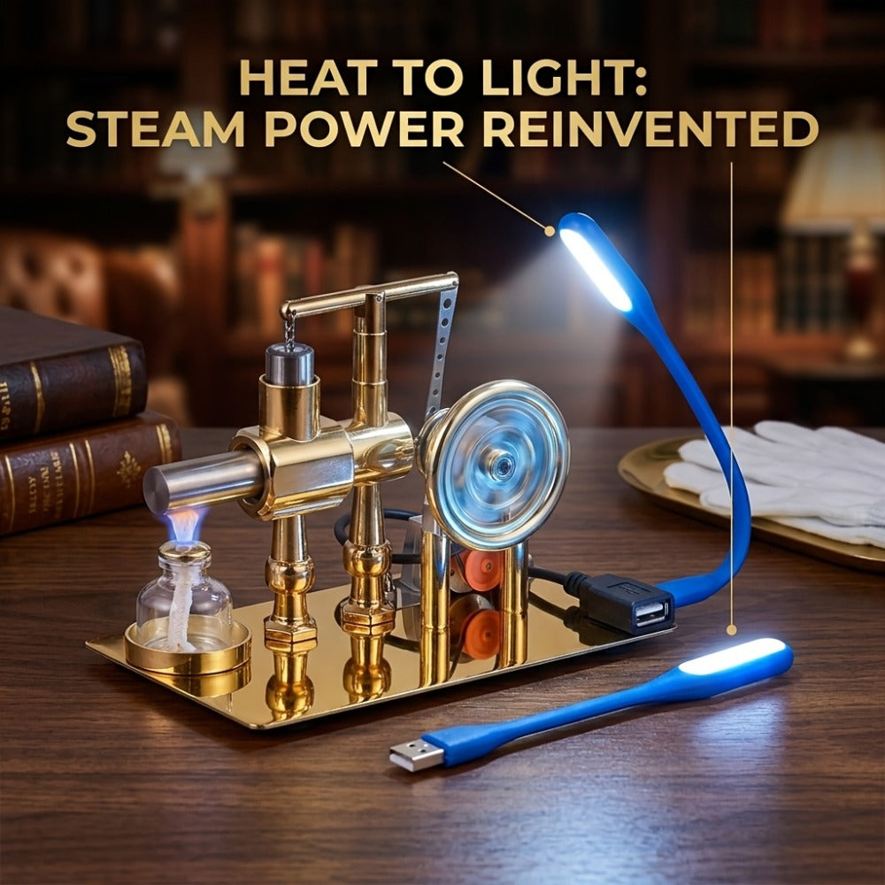 Stirling Engine Generator Kit Single Cylinder Stainless Steel, Real Working Heat Engine Model Generates Electricity — image 5