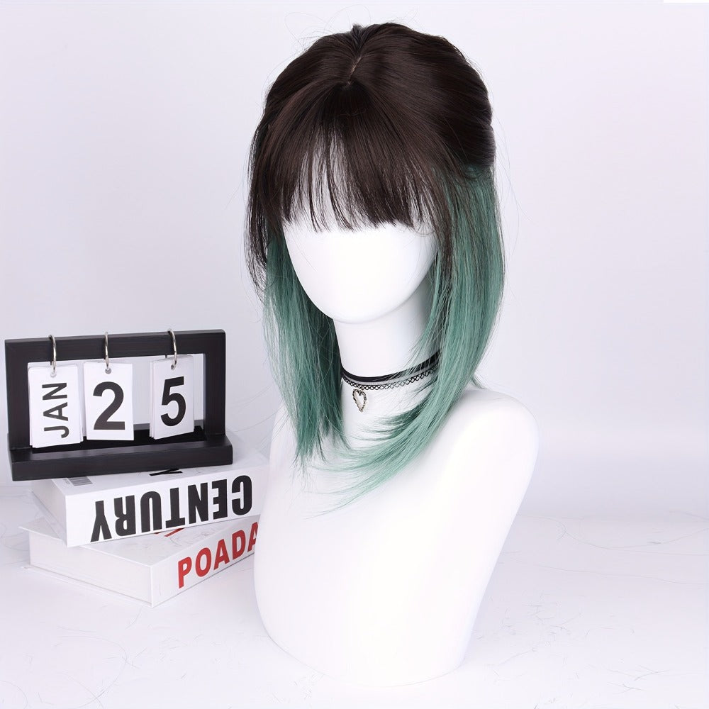 Synthetic Wig 16-Inch Straight Ombre Bob with Bangs, 150% Density and Rose Net Cap for Festivals — image 8