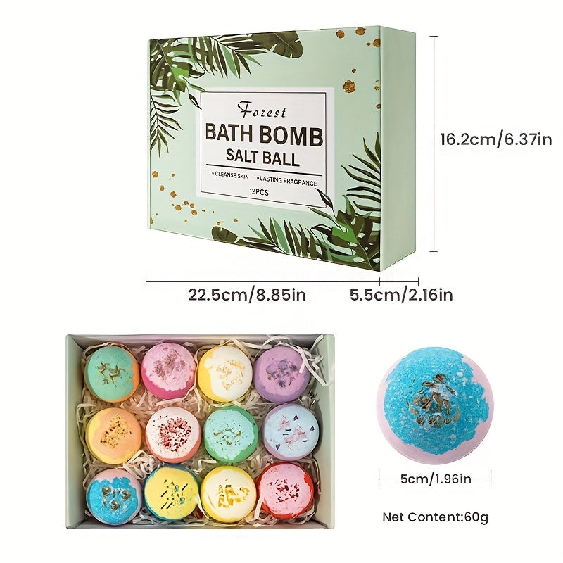 Bath Bombs, 12-Piece Extra-Large Gift Box with Assorted Colors, Labeled Scents and Forest Bath Ball Option — image 11