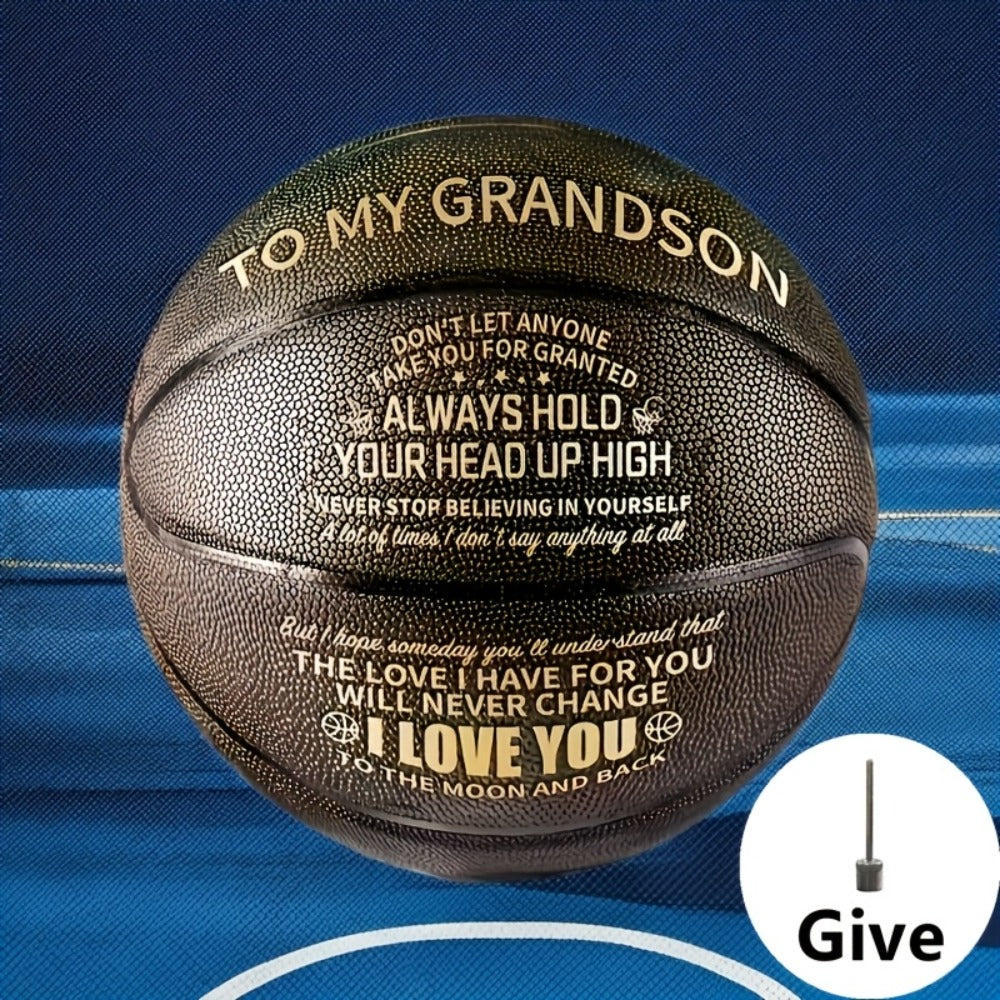 Personalized Basketball Gift for Son & Grandson Standard Size with Pump To My Son To My Grandson Heartfelt Message Sports Bir