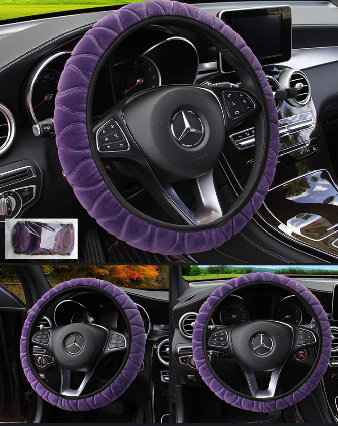Car plush steering wheel cover