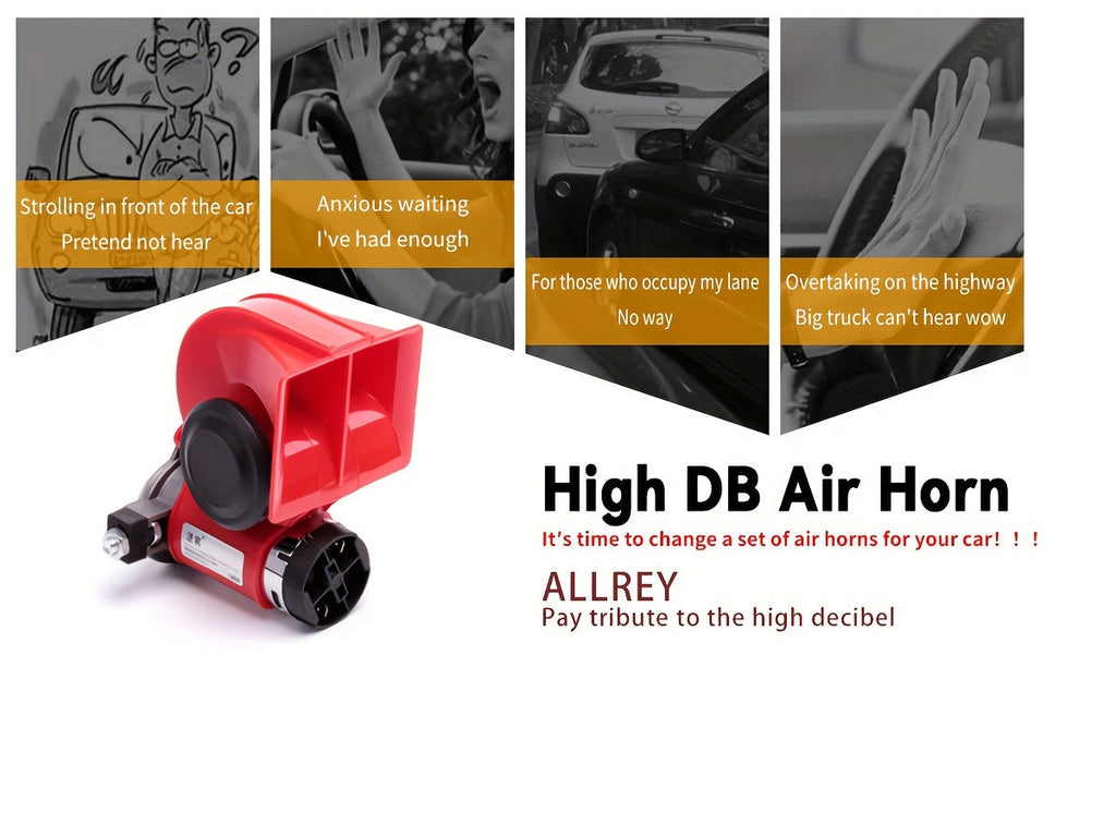 Snail Air Horn Kit Super Loud 12V 24V for Truck Car Motorcycle with Copper Compressor Relay Harness & Button Universal Fit — 
