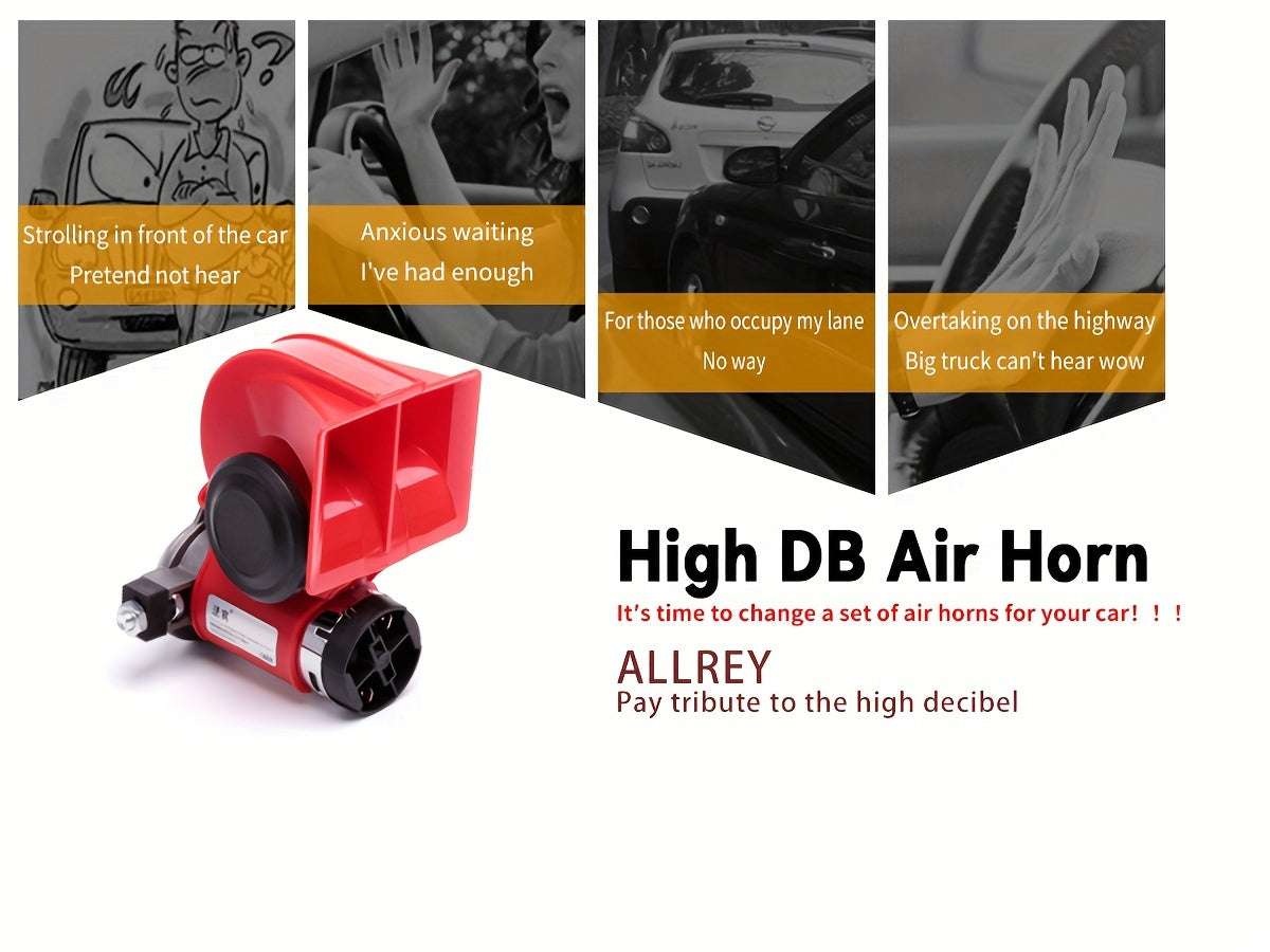 Snail Air Horn Kit Super Loud 12V 24V for Truck Car Motorcycle with Copper Compressor Relay Harness & Button Universal Fit — 