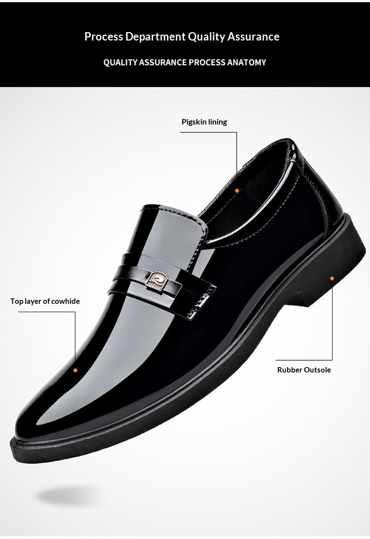 Dress Leather Shoes With A Mirror Like Slip On Design