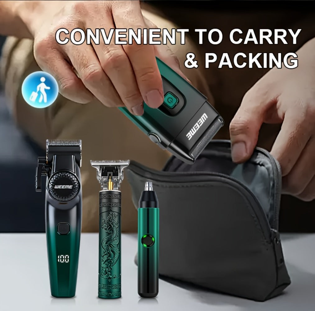 Men's Electric Grooming Kit 4-in-1 – Hair Clipper, Beard Trimmer, Electric Shaver & Nose Hair Trimmer Set, Gradient Design — 
