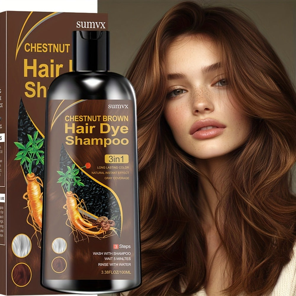 Hair Dye Shampoo, SUMVX 100ml 3-in-1 Bottle with Brown, Chestnut Brown and Black Shade Options — image 7