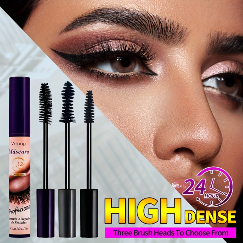 Waterproof Mascara Set 3 Piece, Lengthening Volumizing Curling Lash Mascara with Sea Urchin Spiral Conical Brush Heads — imag