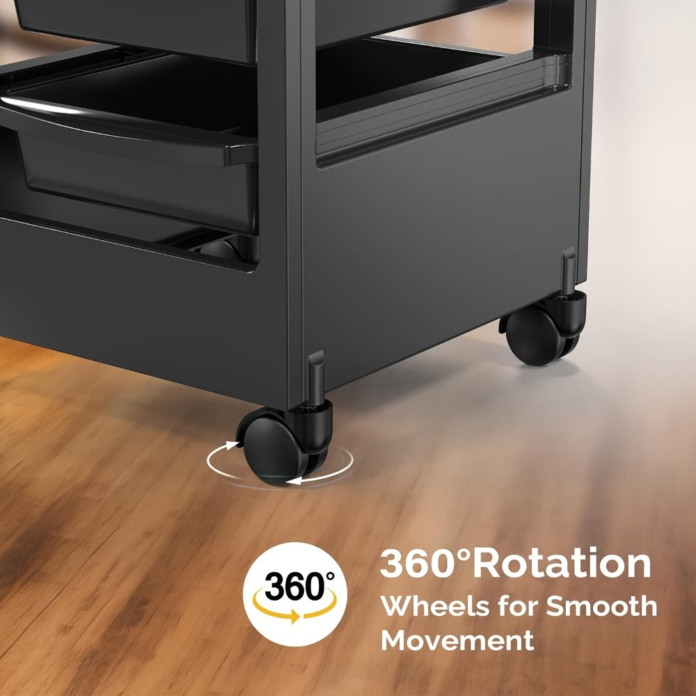 5-Drawer Salon Trolley Cart on Wheels – Professional ABS Rolling Beauty Storage Organizer for Hair Stylist Barber Spa Nail Ta