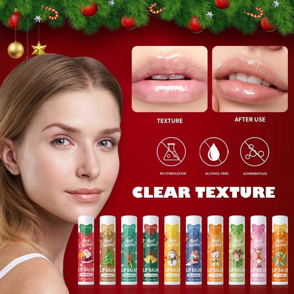 Moisturizing Lip Balm Set 10-Pack with Vitamin E – MISS FACTORX Natural Look Lipstick Collection for Women, Hydrating & Nouri