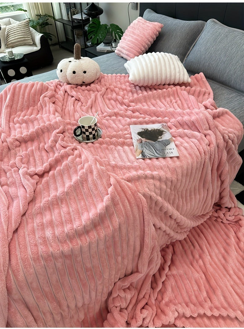 Fleece Blanket Double-Sided 3D Faux Rabbit Fur Throw – Ultra-Soft Thick 300-350g/m² for Home, Office, Travel & Camping — imag